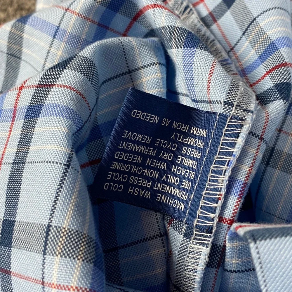 Towncraft‎ Mens Shirt Size M Blue Plaid Wrinkle Free Short Sleeve Button Up